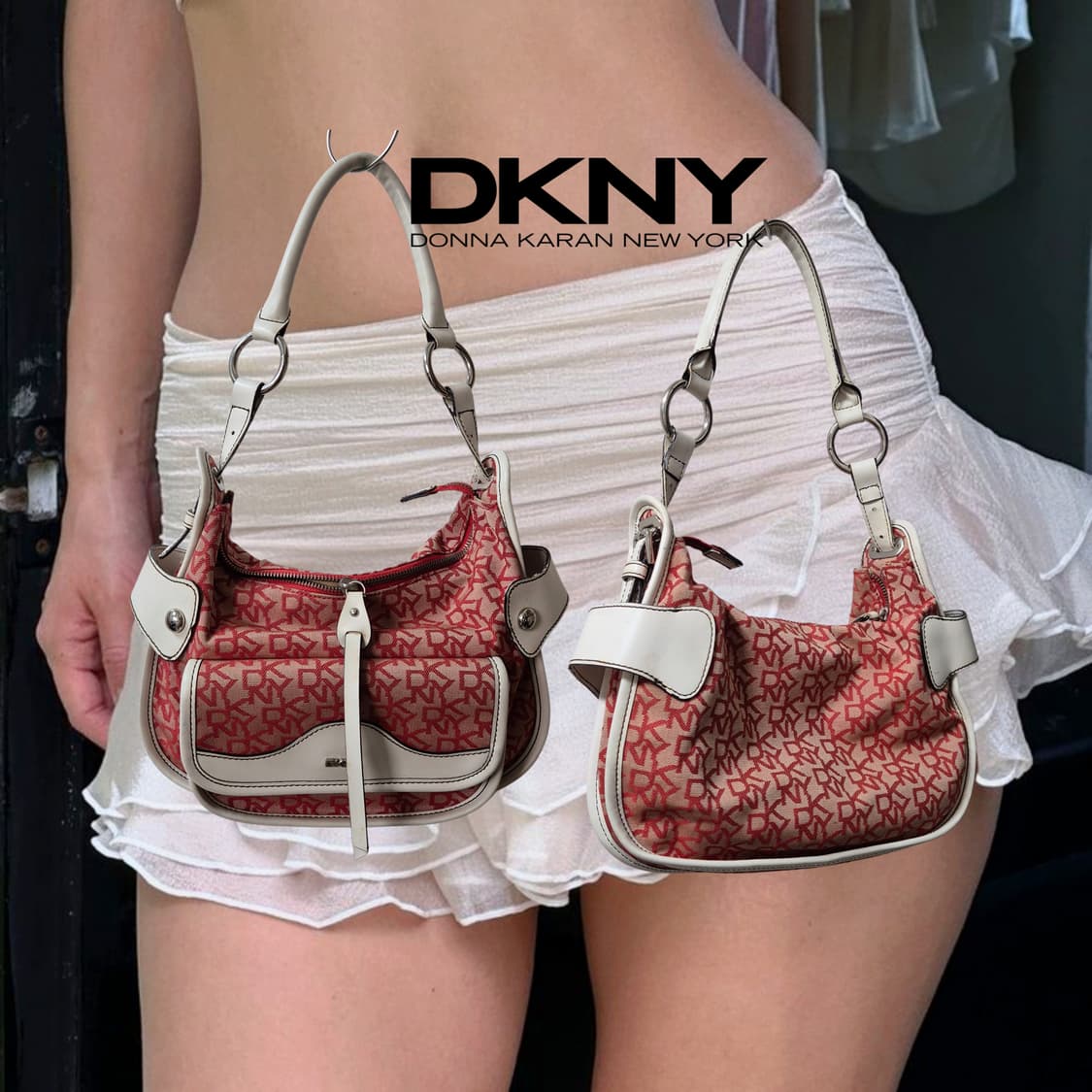 DKNY Red y2k monogram Ring Bag 상품이미지1