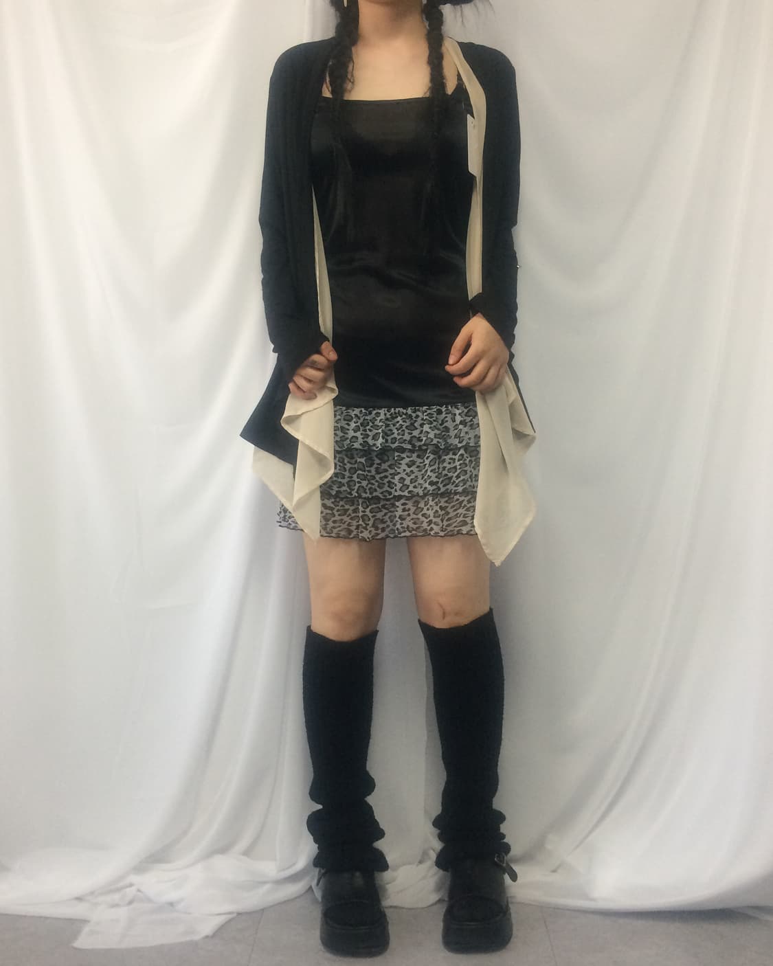 Leopard pattern frill point sleeveless o 상품이미지4