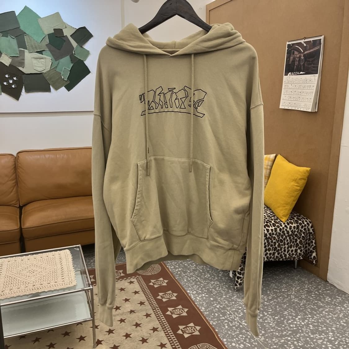 오프화이트 빈티지 스트릿 캐주얼 자수로고 후드티 L C10464 상품이미지3