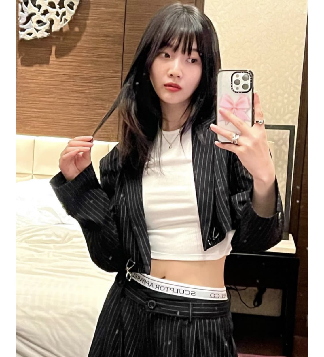 스컬프터 홀스빗 크롭 블레이저 그레이 핀 스트라이프 상품이미지8