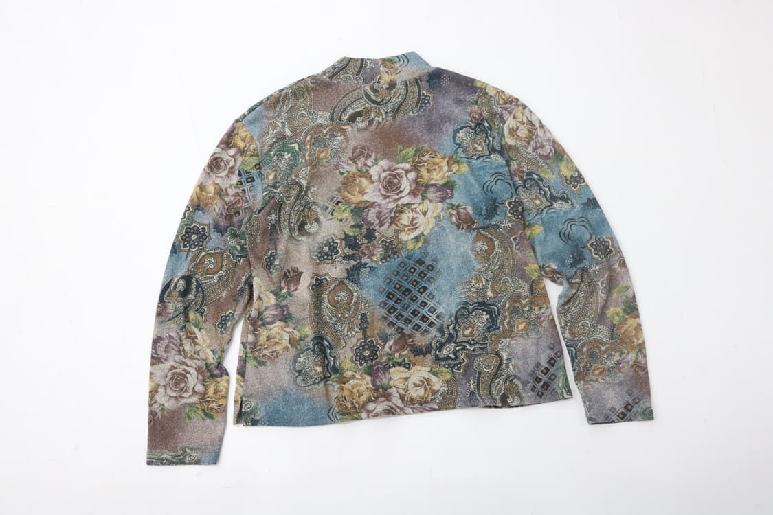 아데소(adesso) 빈티지 플라워 페이즐리 하프넥 니트 탑 (L) 상품이미지7