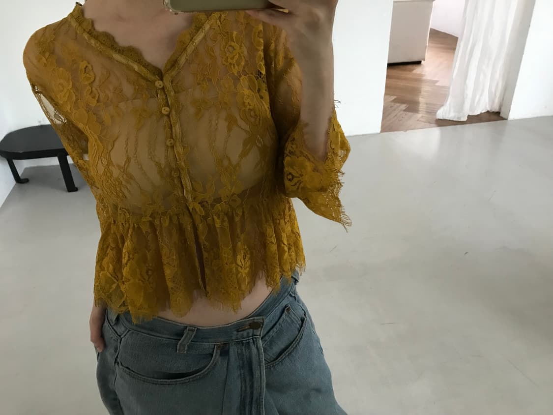vintage yellow lace blouse 상품이미지3