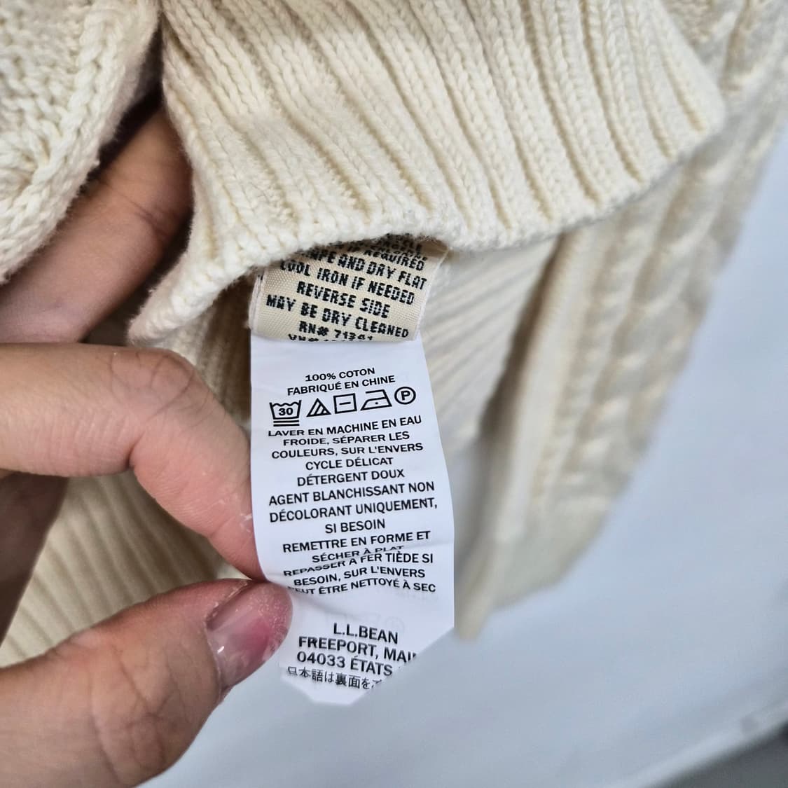 엘엘빈 아이보리 케이블 니트 스웨터 남녀공용 L 상품이미지4