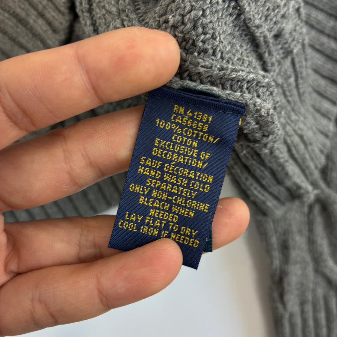 Polo  폴로 랄프로렌 자수 코튼 그레이 꽈배기 니트  상품이미지5