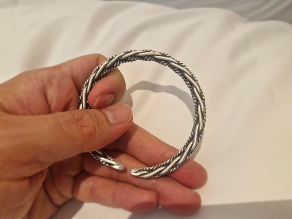 핸드메이드 인디언 실버 s999 남성 은팔찌 11돈 새상품 상품이미지3