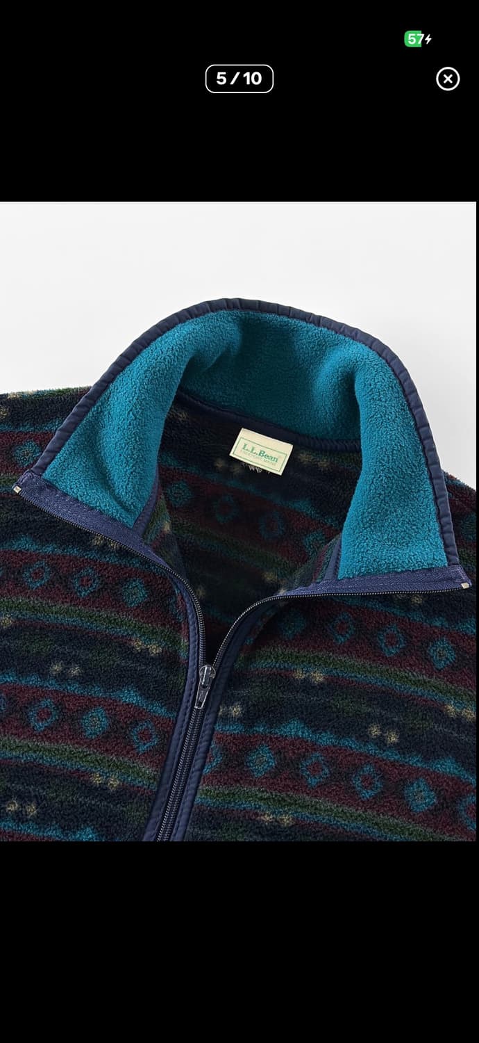 80s 빈티지 엘엘빈 지오매트릭 패턴 플리스 자켓 상품이미지3