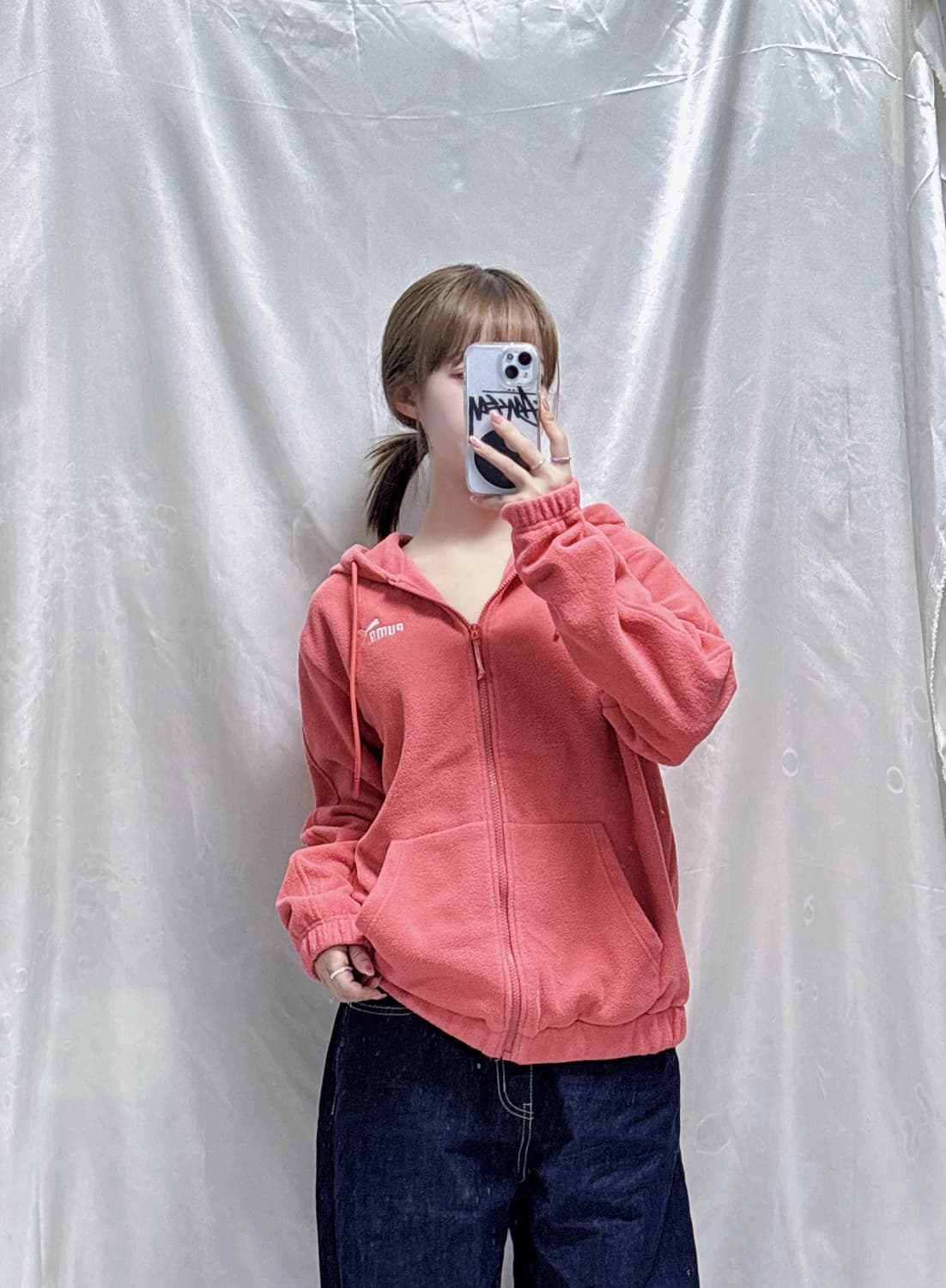 퓨마 베이비핑크 플리스 후디 집업  상품이미지1