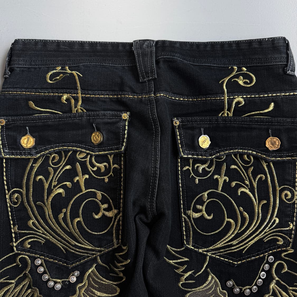 Y2K 윙 날개 자수 새깅 배기 빈티지 데님팬츠 상품이미지5