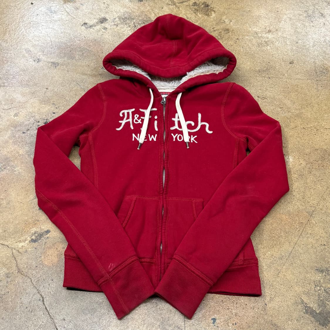 아베크롬비 양털 레드 딱붙 후드집업  상품이미지2