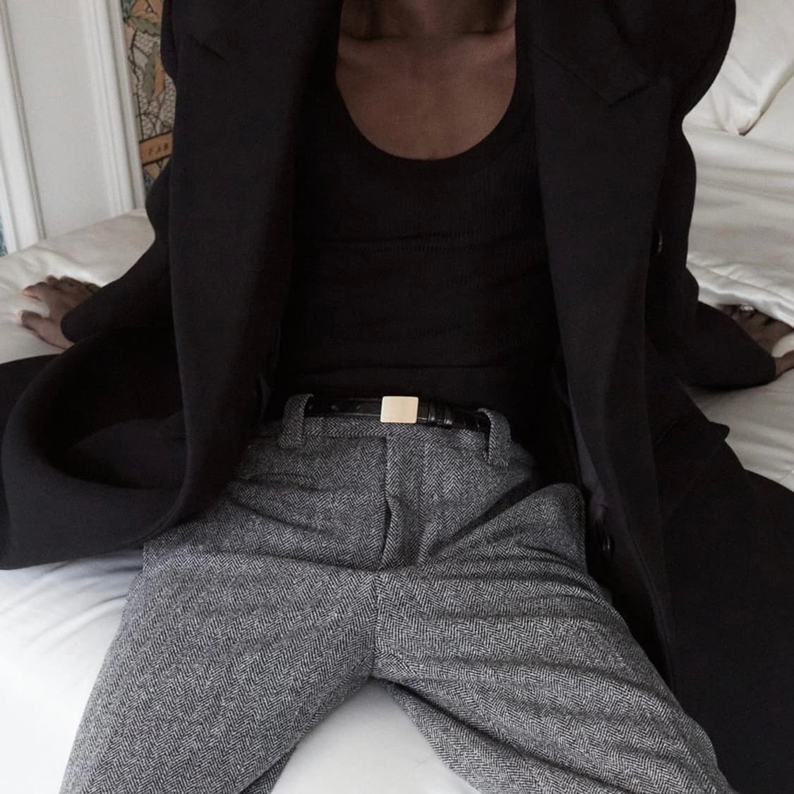 [Unisex] 스퀘어 실드 버클 가죽 벨트 상품이미지2