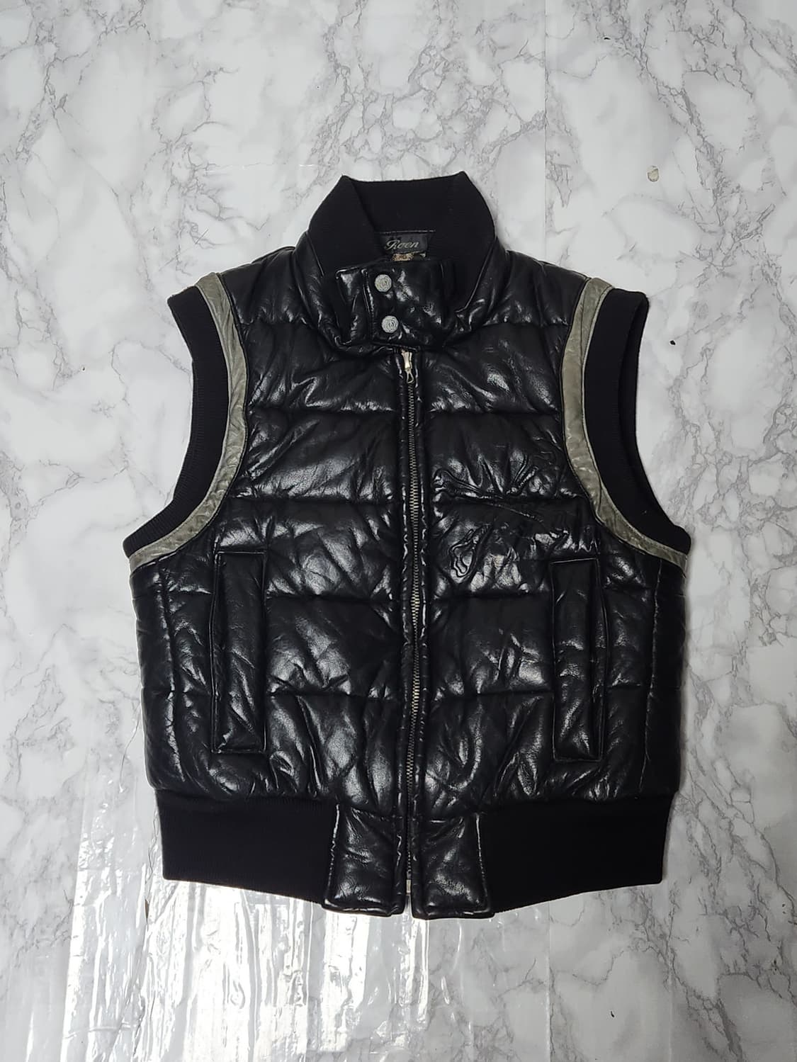 ROEN 로엔 스컬 가죽 다운 베스트 바이커 자켓 상품이미지3