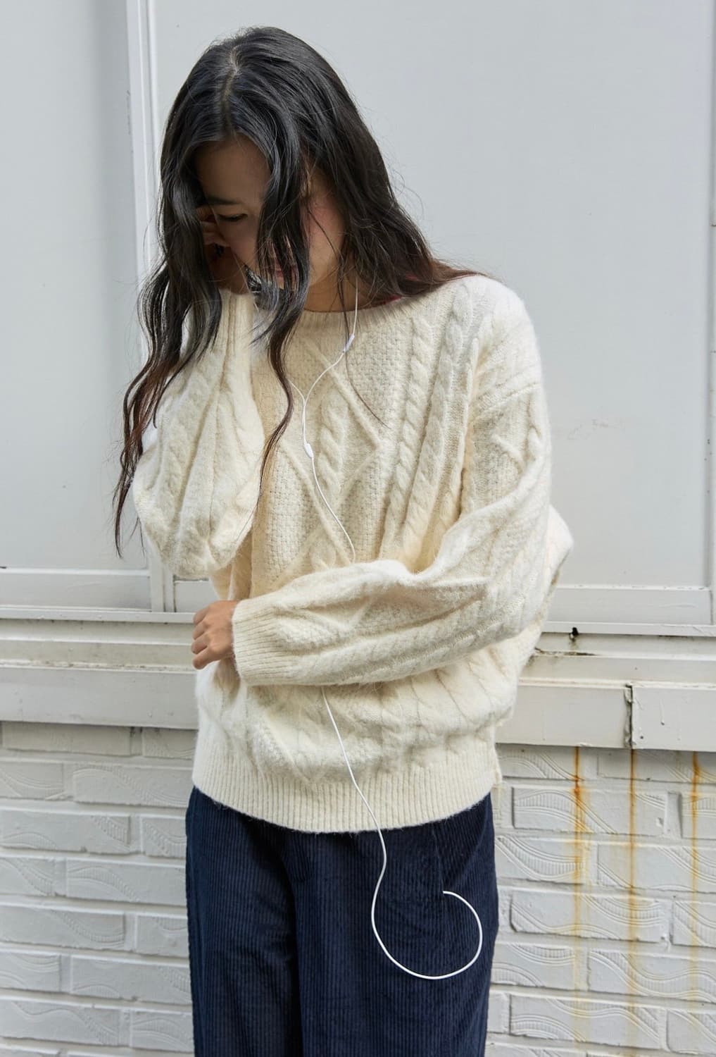 미치코런던 FISHERMAN CABLE WOOL KNIT CREAM 상품이미지10