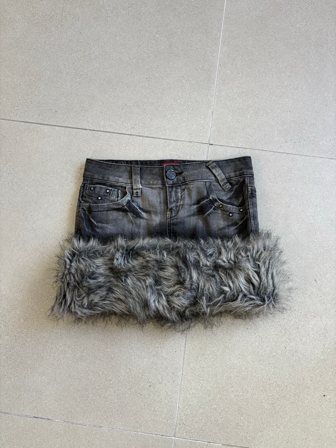 커스텀 그레이 퍼스커트 상품이미지1