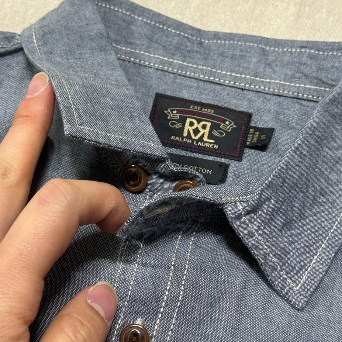 더블알엘 10ss 스티치 포켓 워크 셔츠 S 상품이미지3