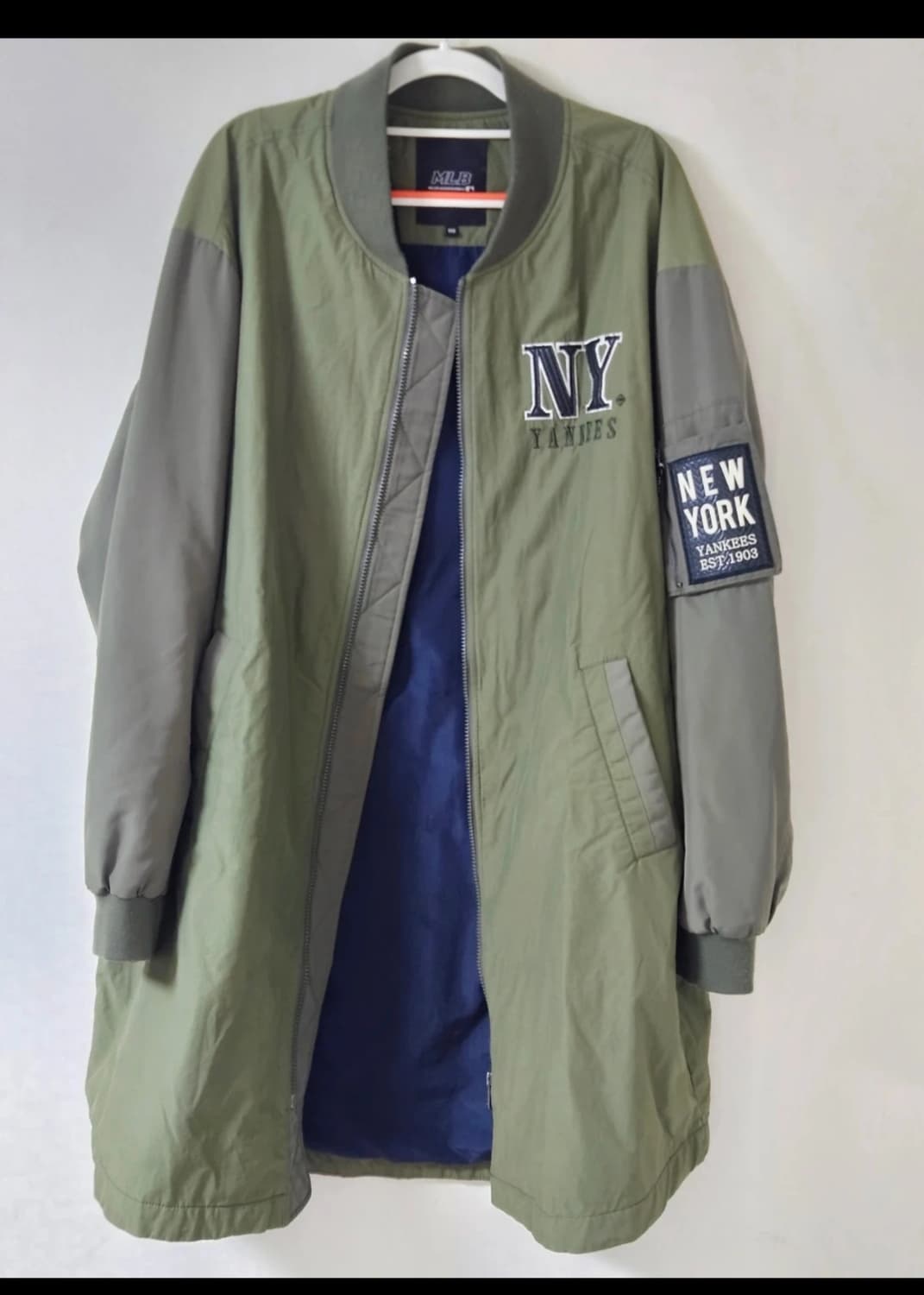 MLB 뉴욕 양키스 롱 야구 점퍼 카키 100MLB  상품이미지1