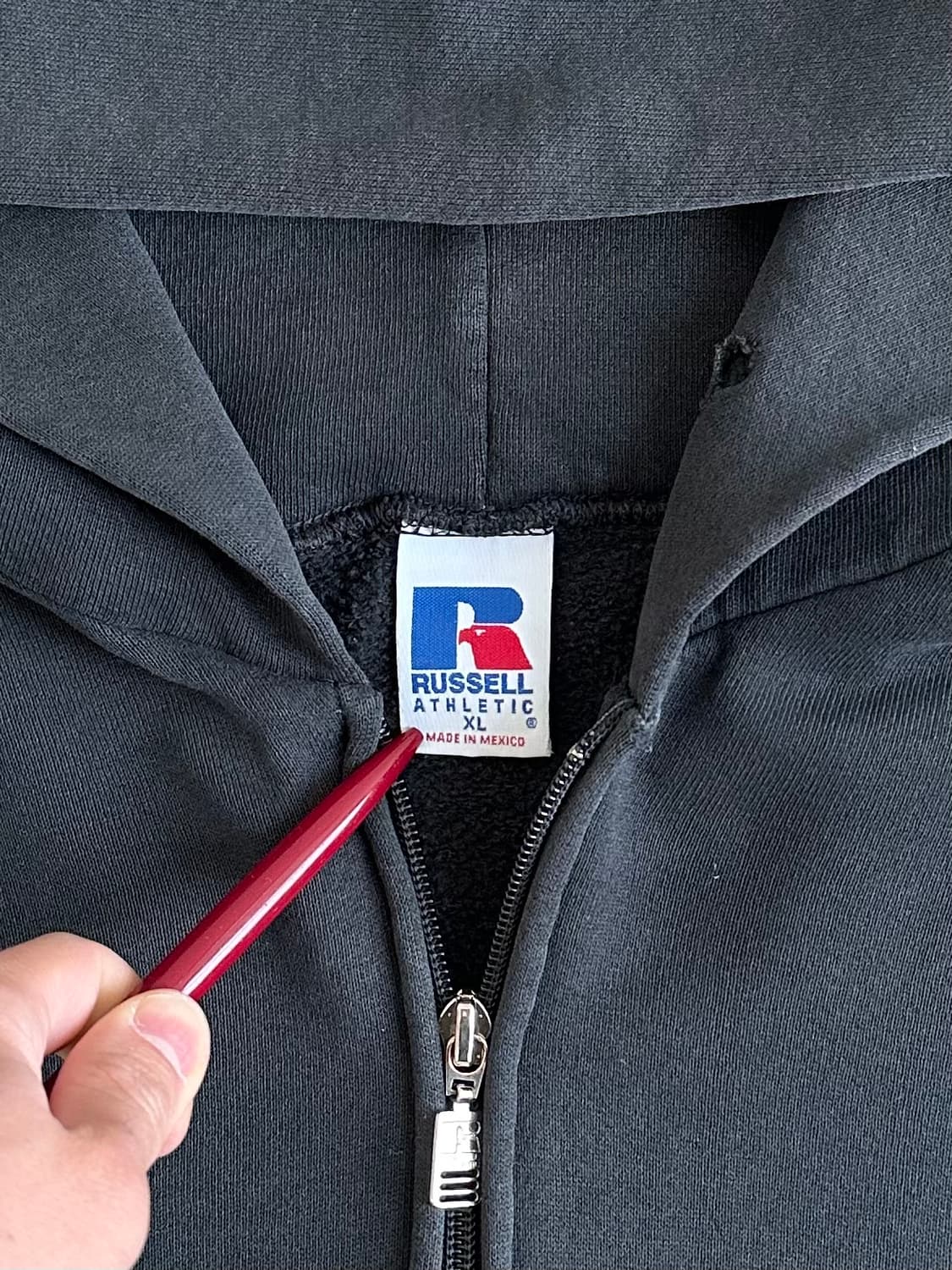 90s 빈티지 러셀 후드집업 블랙 XL 상품이미지6