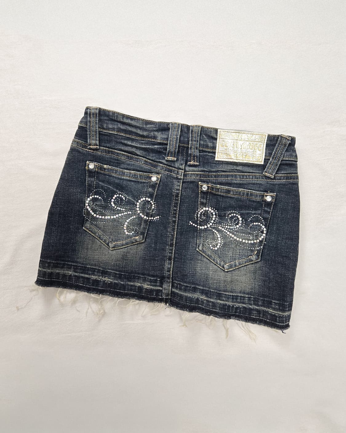 y2k 하라주쿠 라인스톤 로우라이즈 데님 스커트 상품이미지2