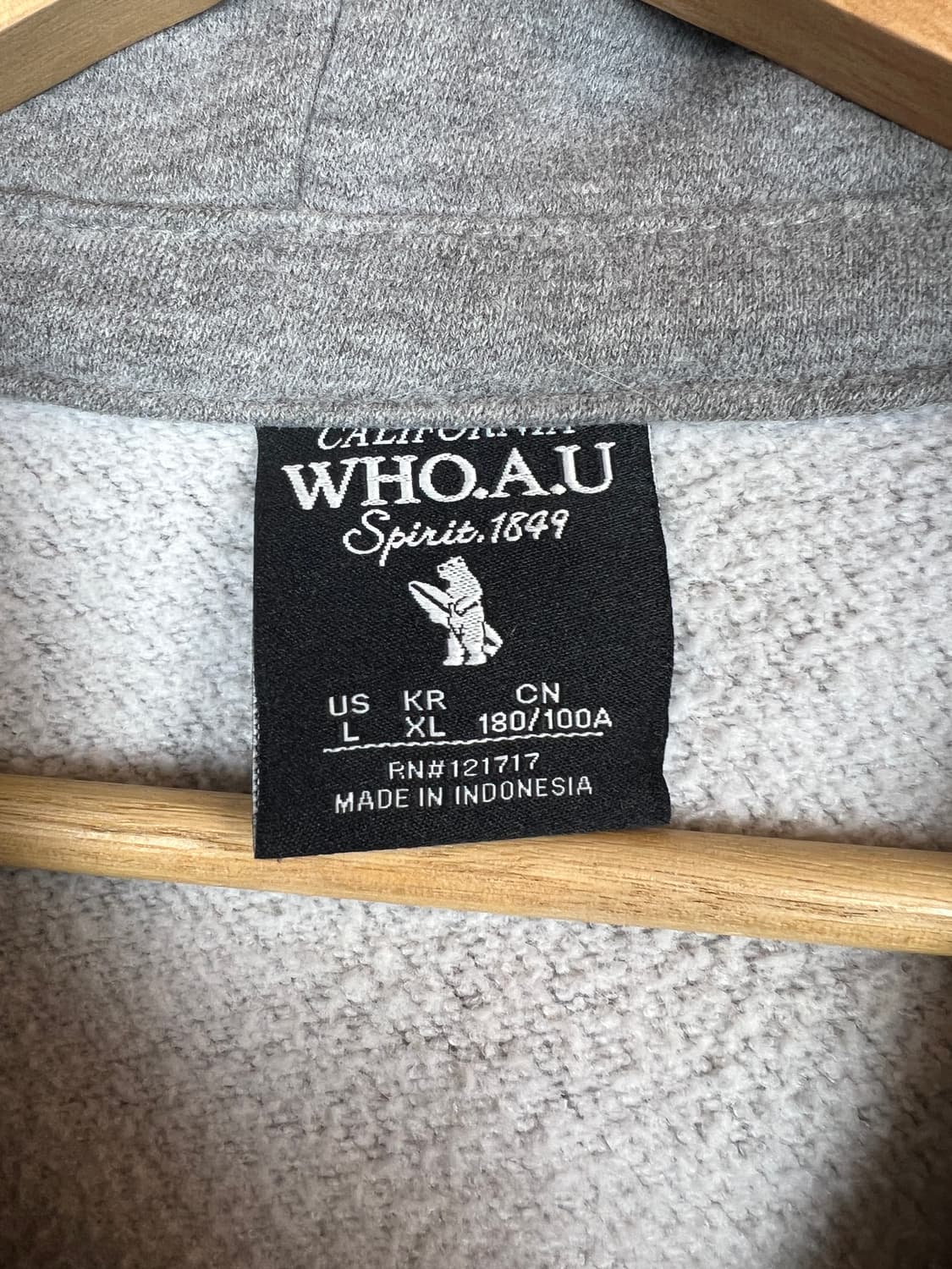 후아유 그레이 캘리포니아 후드집업 XL 상품이미지3