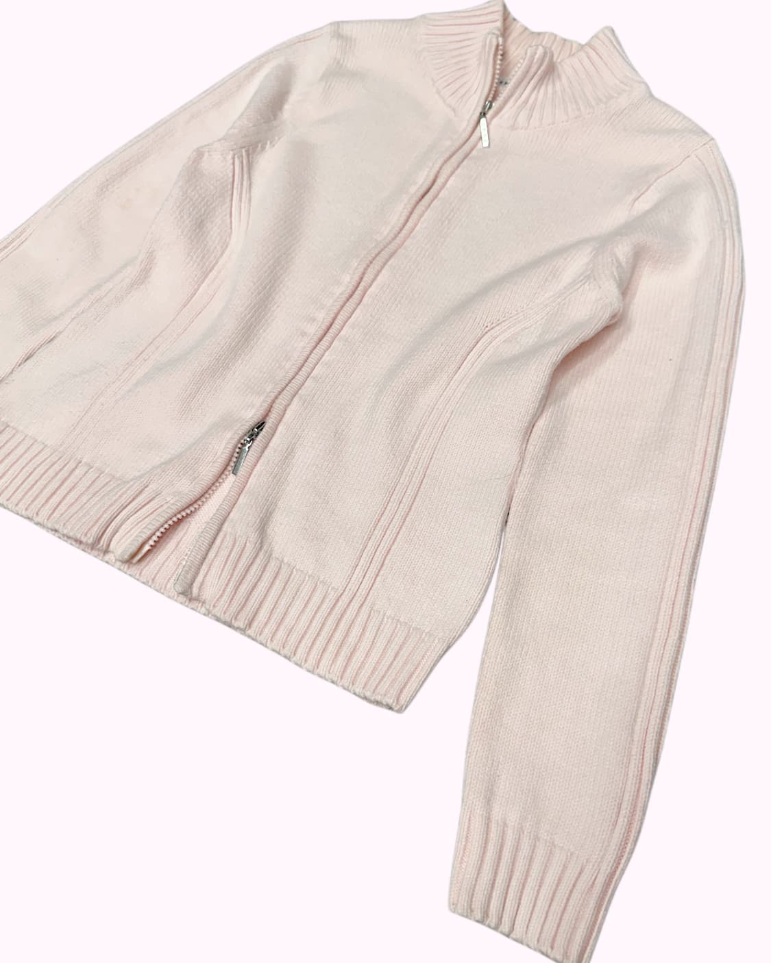 pink knit crop zip-up 상품이미지3