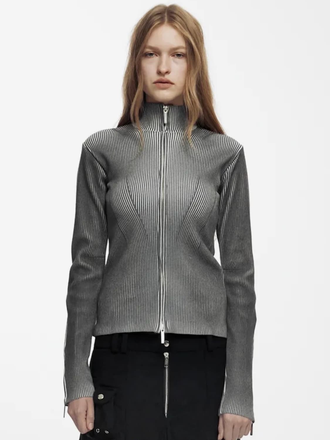 나체 SMUDGE KNIT ZIP-UP (UNISEX) MUD KHAKI 상품이미지2