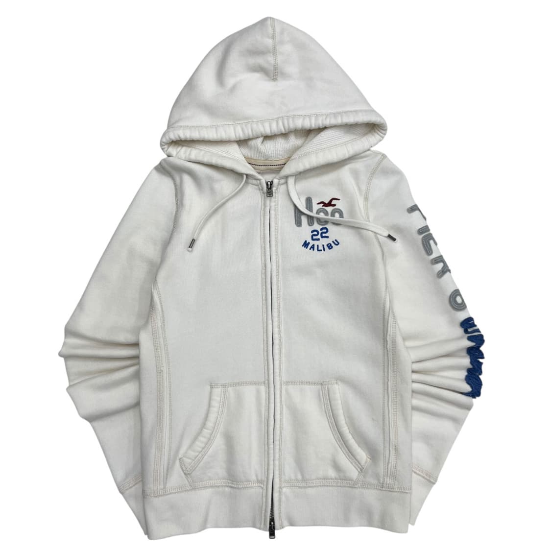 홀리스터 딱붙핏 사이드 로고 아이보리 후드집업 S 상품이미지3