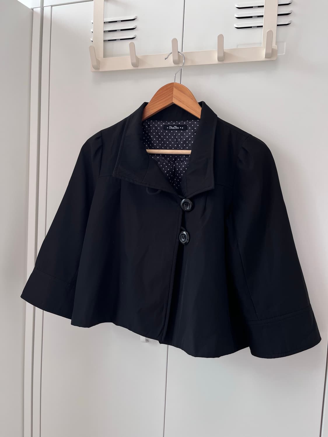 Chouchou 하이넥 블랙 모리걸 숏 트렌치코트 상품이미지7