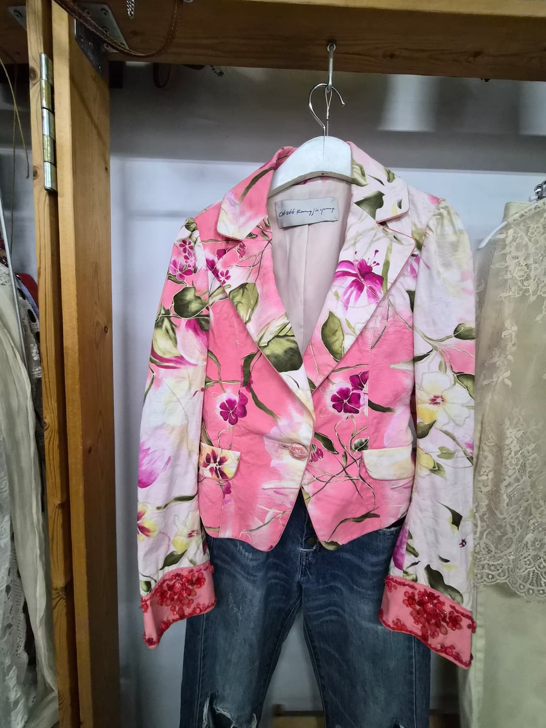 오브제 코랄 플라워 비즈 포인트 자켓 상품이미지5