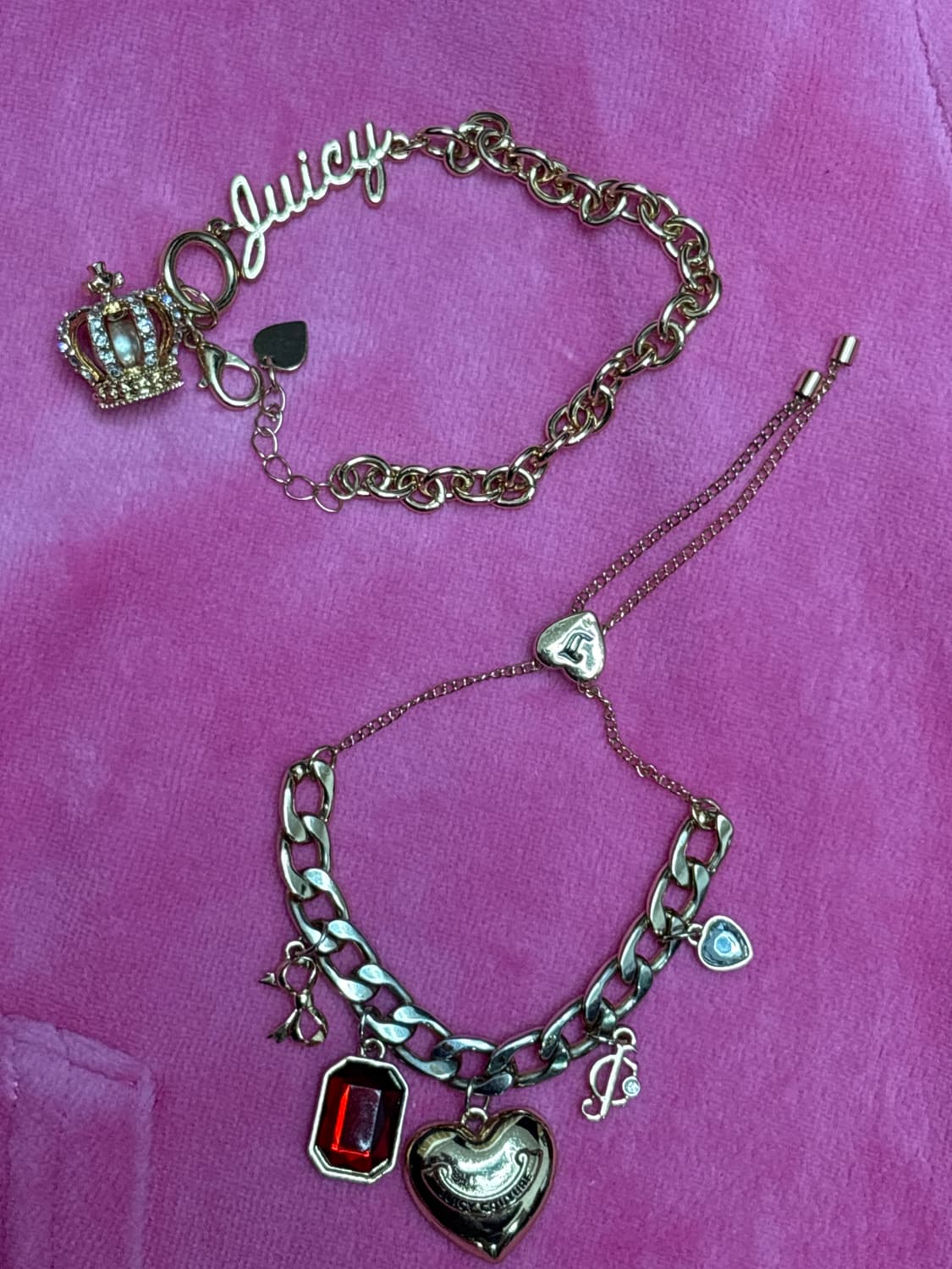 쥬시 꾸뛰르 금색 체인 팔찌 2개 세트 (새상품) 상품이미지1