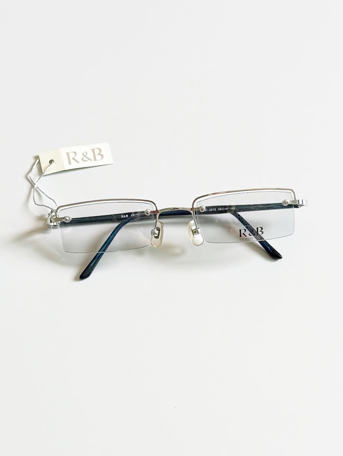 R&B EYEWEAR 반무테 스퀘어 실버 메탈 빈티지 안경 상품이미지1