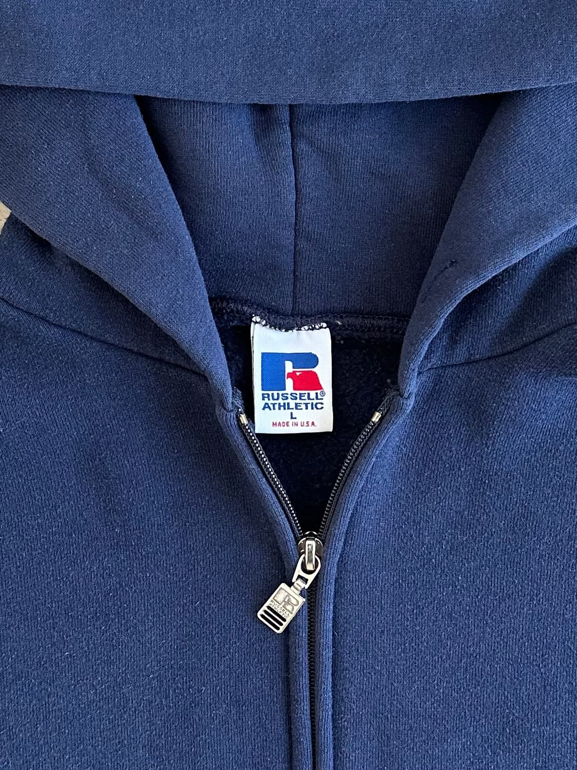 90s 빈티지 러셀 후드집업 네이비 L USA 상품이미지6