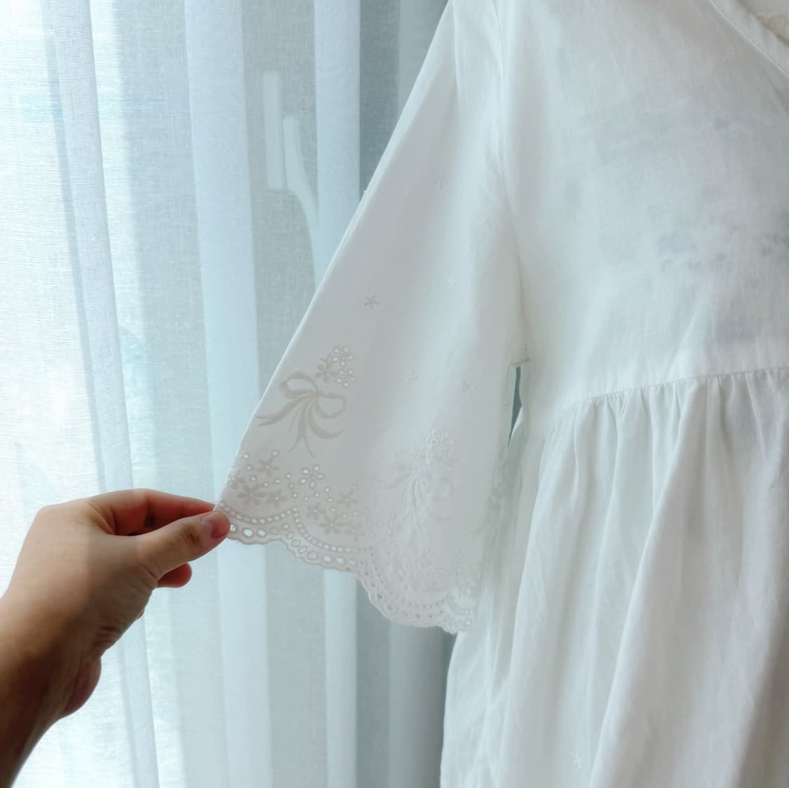 리본 자수 레이어드 블라우스 상품이미지2