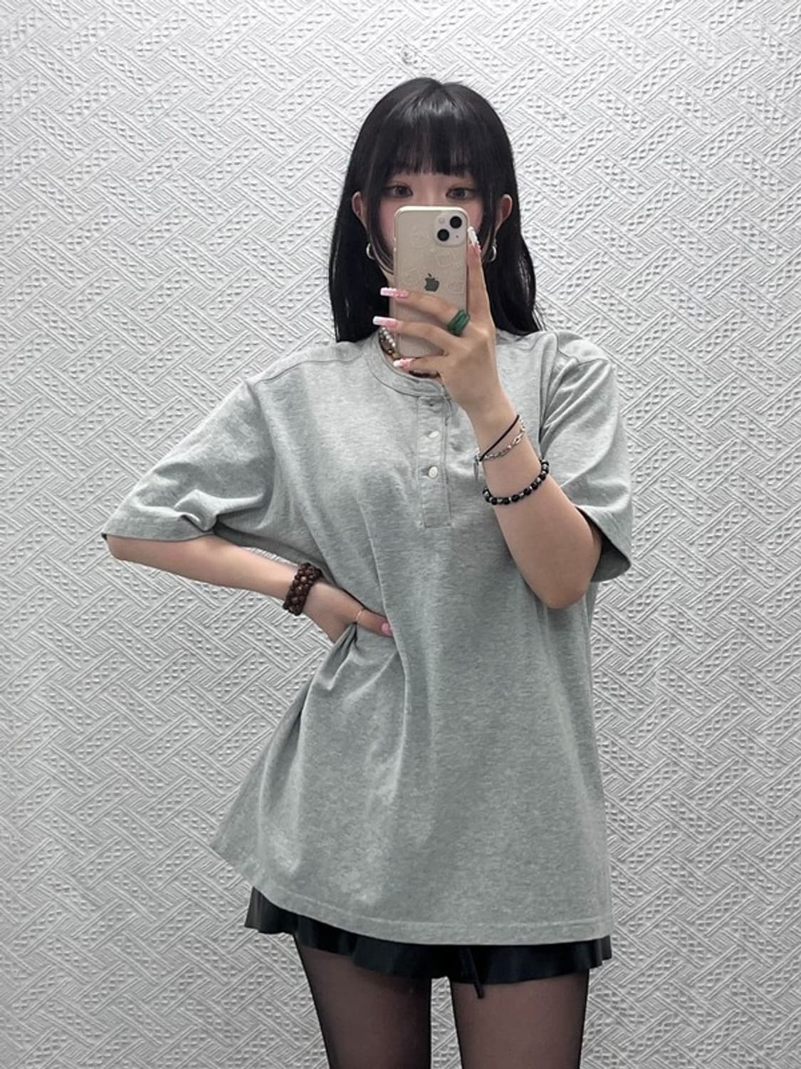 브론슨 빈티지 모던 캐주얼 반버튼 오버핏 반팔티 XXL C12091 상품이미지1
