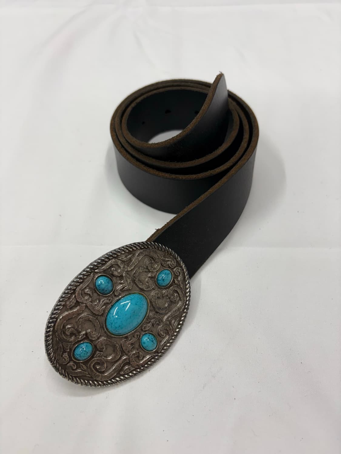 빈티지 터키석 웨스턴 버클 레더 벨트 상품이미지1