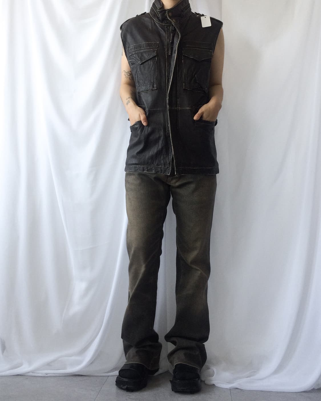 Avirex leather vest 상품이미지7