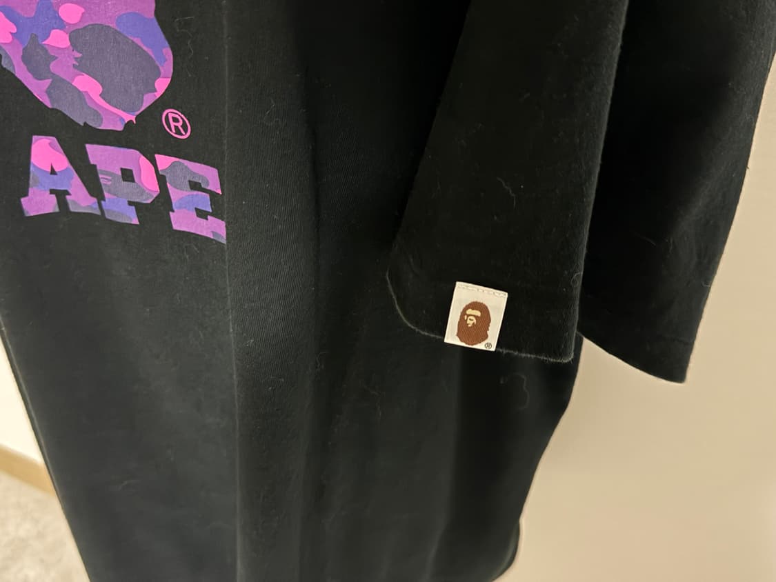 베이프 퍼플 카모 빅로고 반팔티 (블랙 / 3XL) 상품이미지3