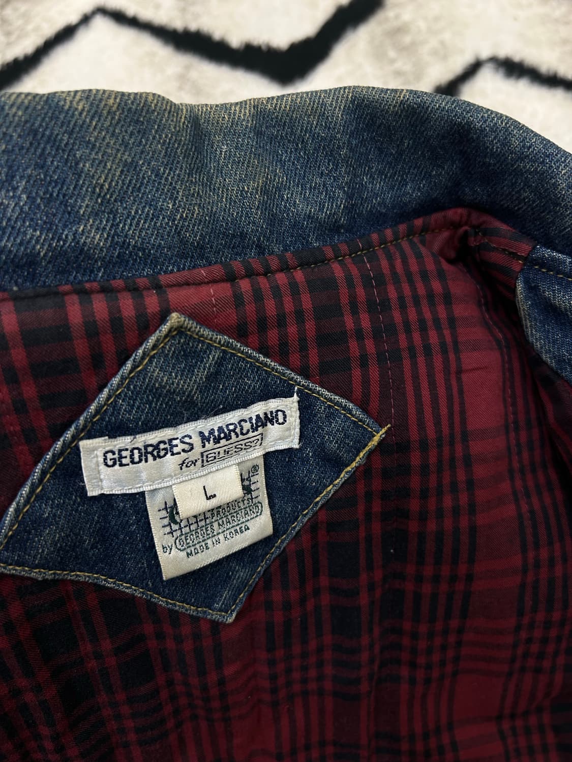 [L]게스 90s 조르주 마르키아노 데님 봄버 자켓/진청 상품이미지6
