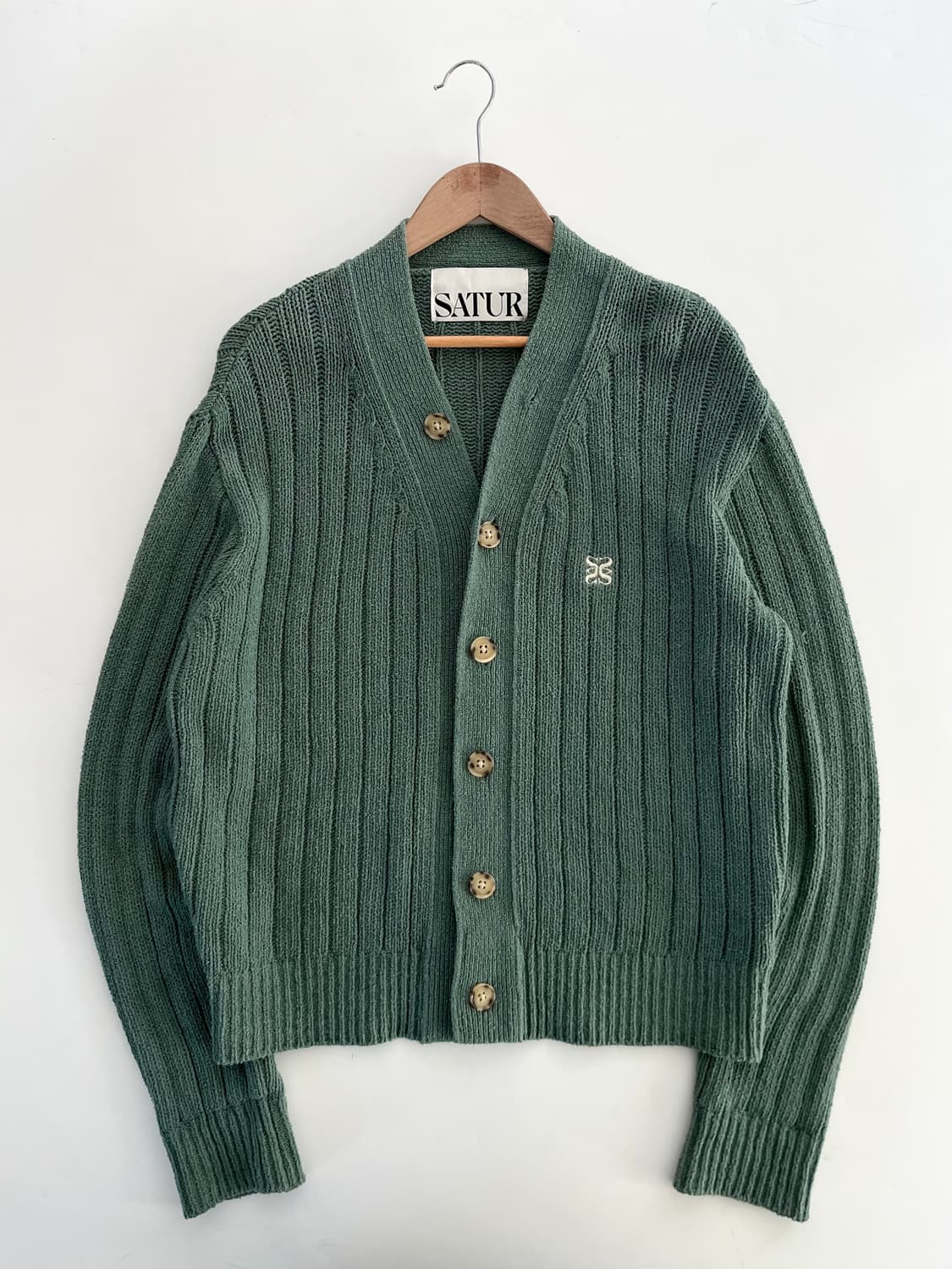 Satur 새터 그린컬러 버튼 가디건 상품이미지3
