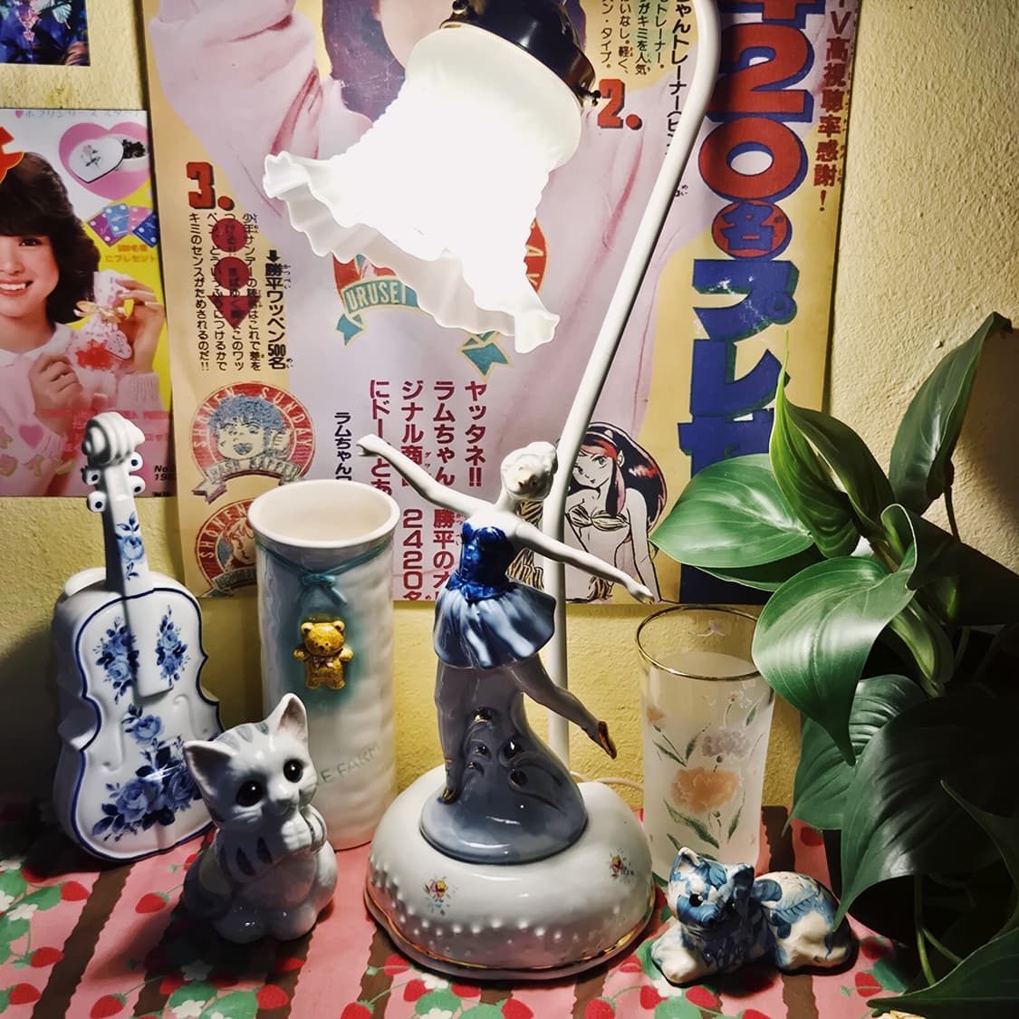 80s 카토 발레리나 플로랄 도자기 불투명 스탠드 상품이미지8