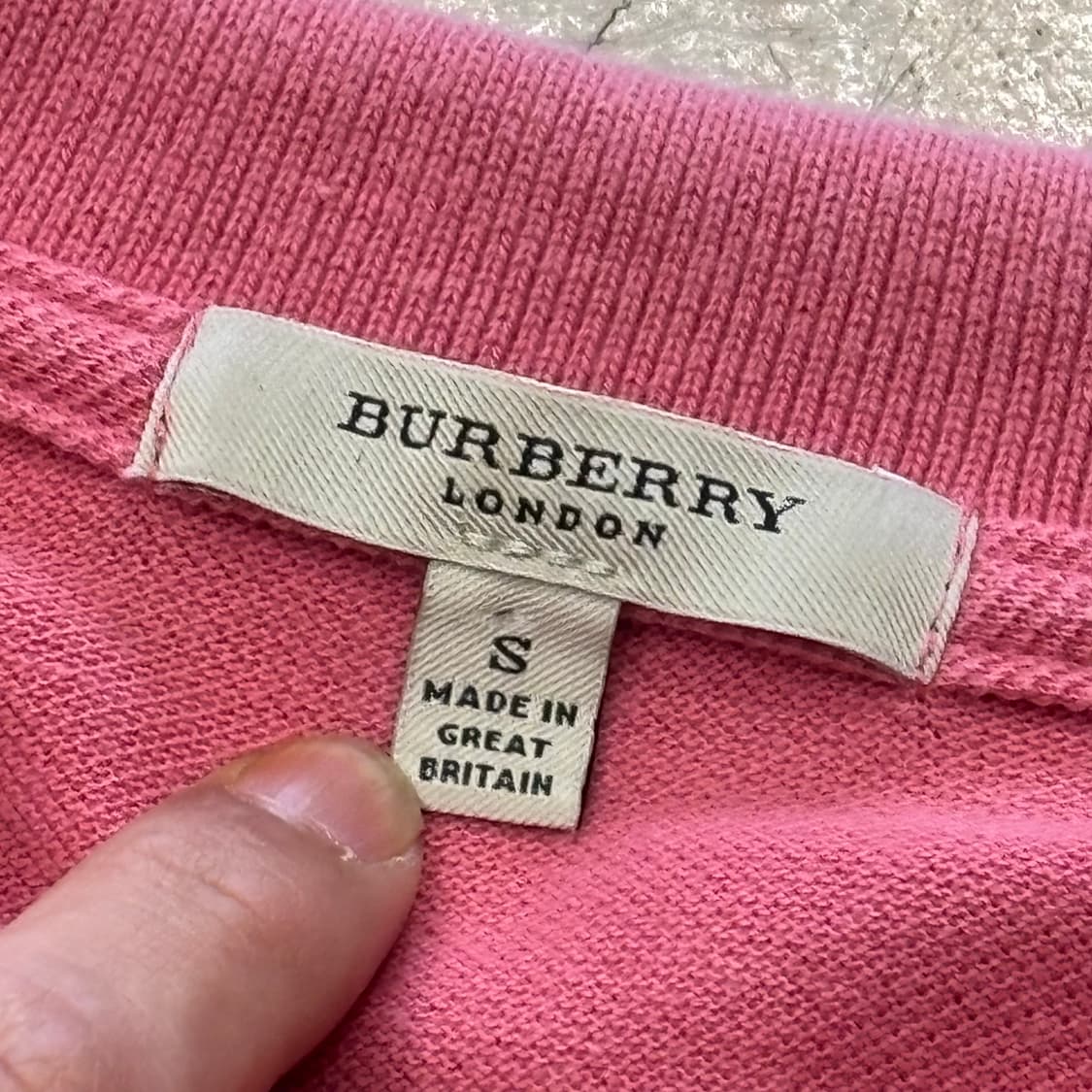 S 버버리 핑크 카라 반팔티 상품이미지4
