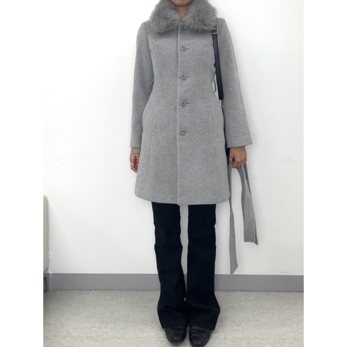 빈티지 데드스탁 그레이 앙고라 울 코트 상품이미지5