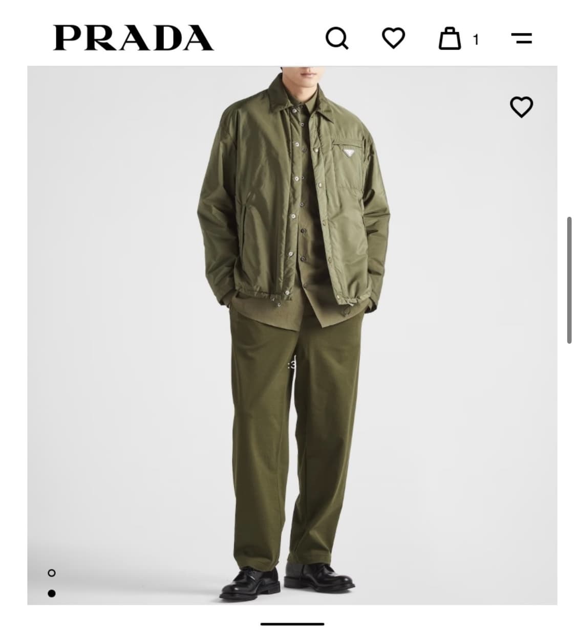 프라다 리나일론 자켓 카키 패딩 M 상품이미지2