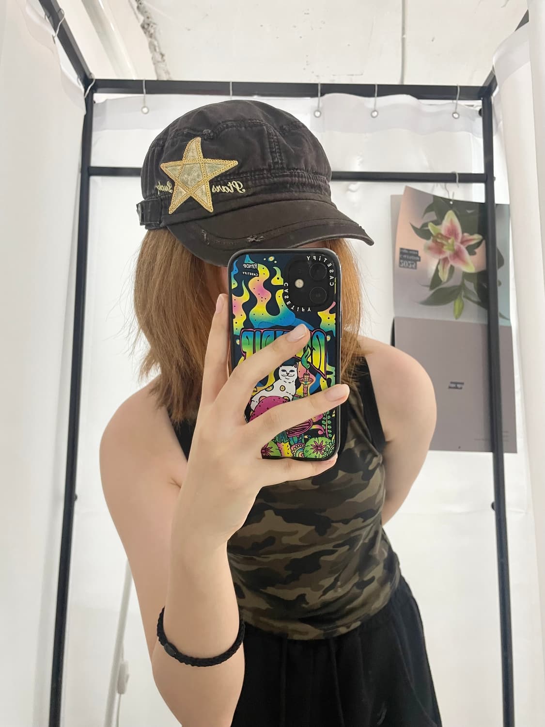 브라운 스타 패치 버튼 헌팅캡 상품이미지2