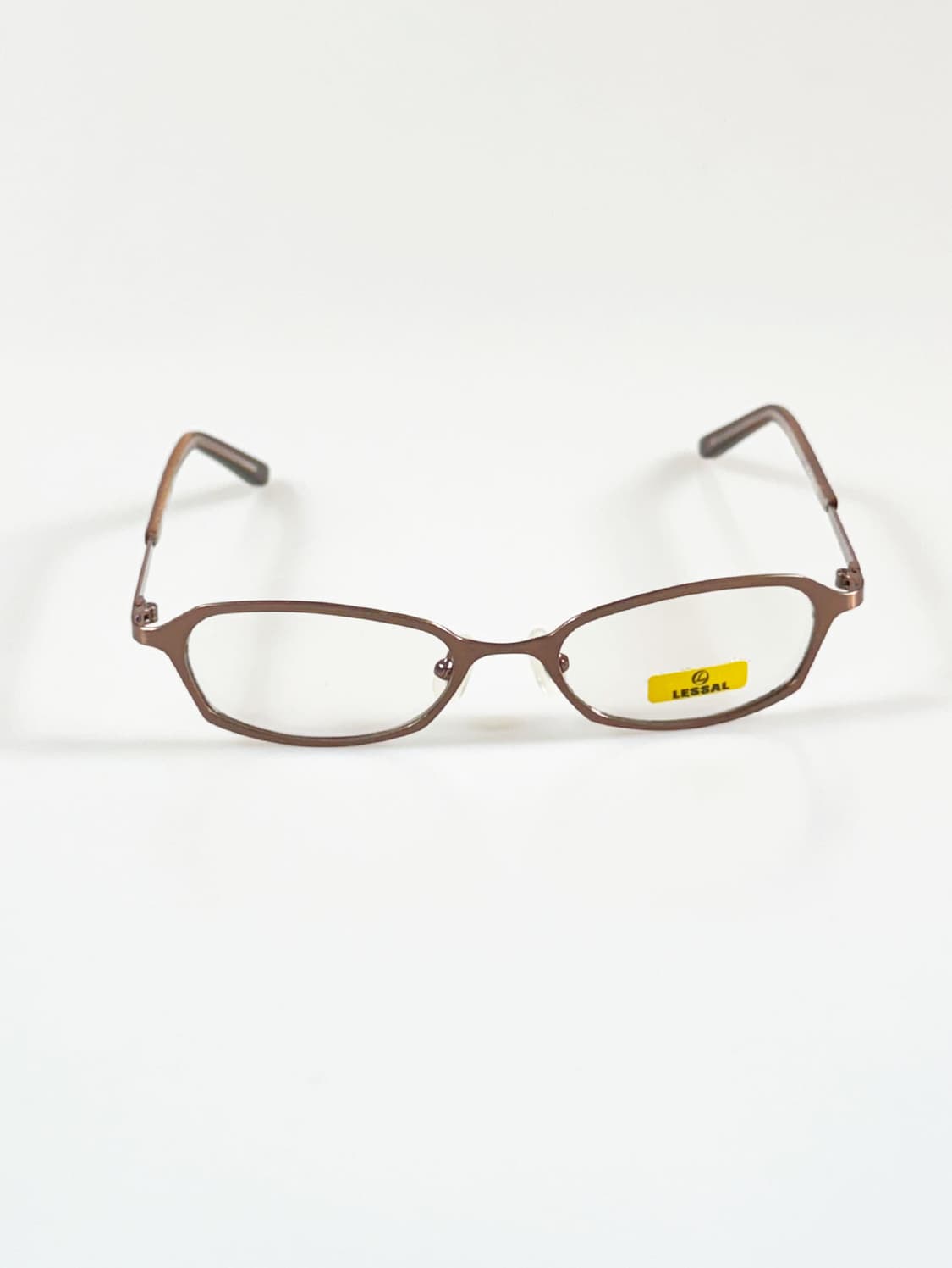 90s LESSAL 브라운 메탈릭 슬림 스퀘어 빈티지 안경 상품이미지2