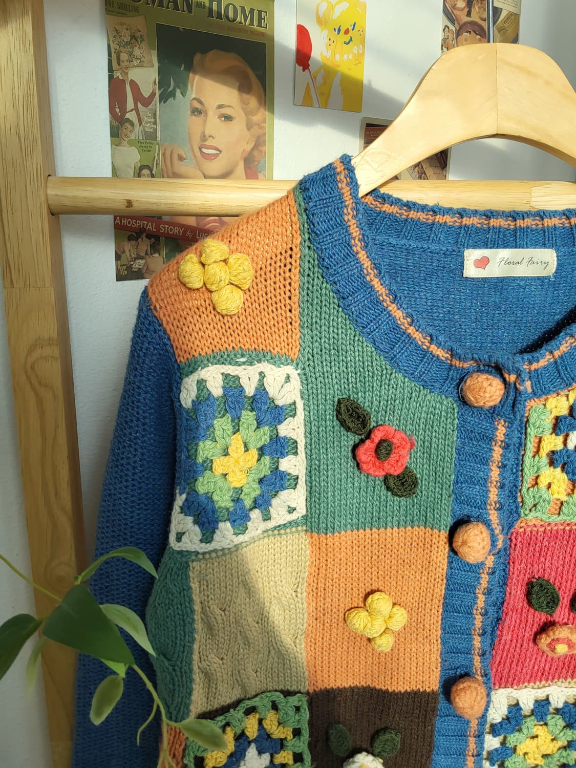 플라워 패치워크 폼폼 가디건 상품이미지3