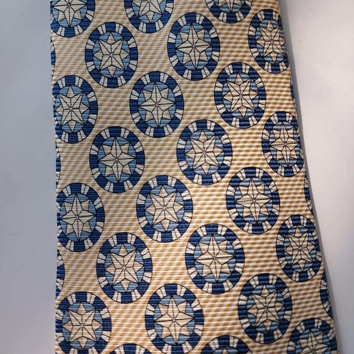 셀린느 실크 옐로우 메달리온 패턴 넥타이 9.4cm S~A+등급 E750 상품이미지6