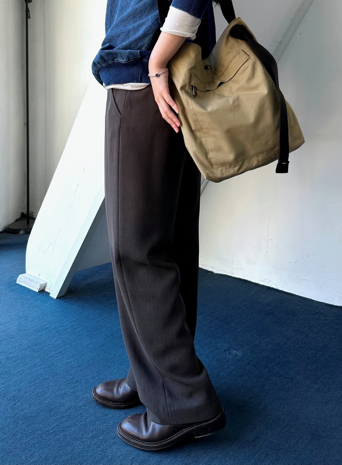  2 pleats high gauge poly trousers 상품이미지3