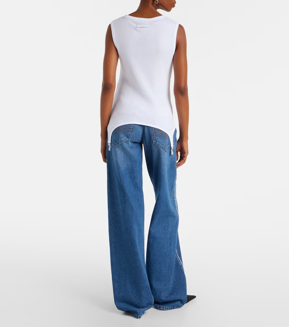 [S,M]장폴고티에 리브 저지 탱크탑/화이트 상품이미지3