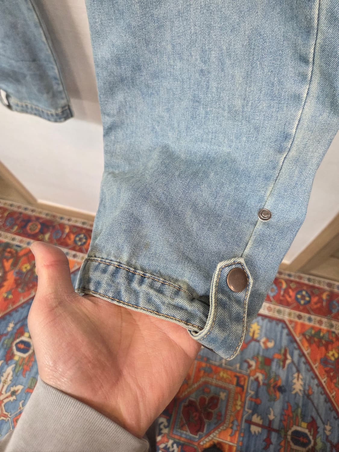 빈티지 카모패치 데미지 데님팬츠 39 40  상품이미지4