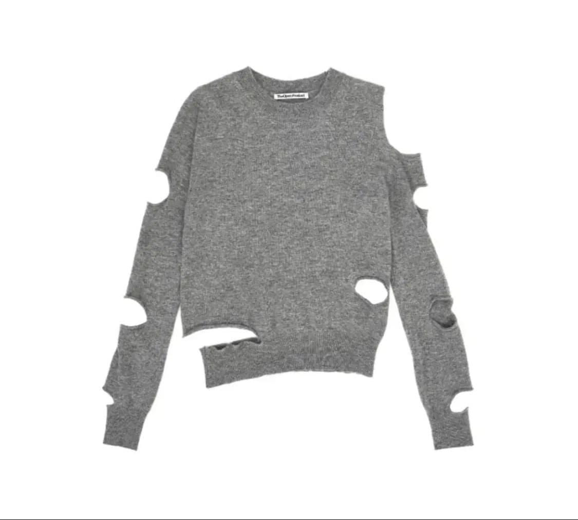 더오픈프로덕트 컷아웃 니트 그레이 상품이미지1