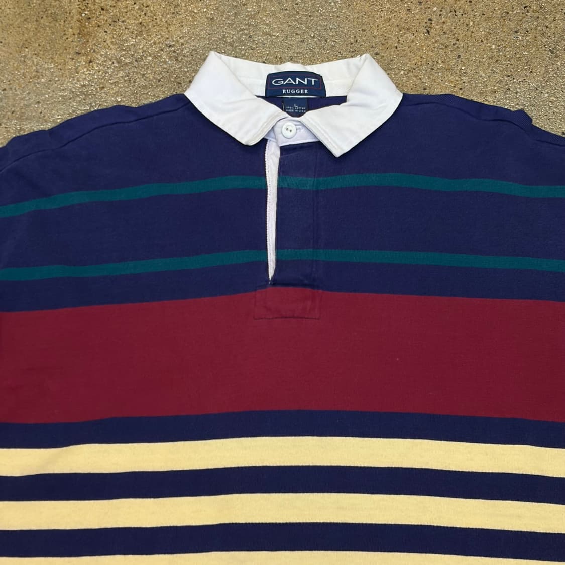 90s Made in USA 미국 빈티지 간트 스트라이프 럭비티 카라티  상품이미지4